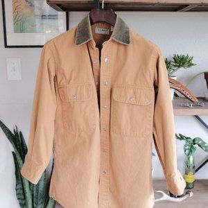 VTG Tan LL Bean Shirt Jacket Corduroy Collar